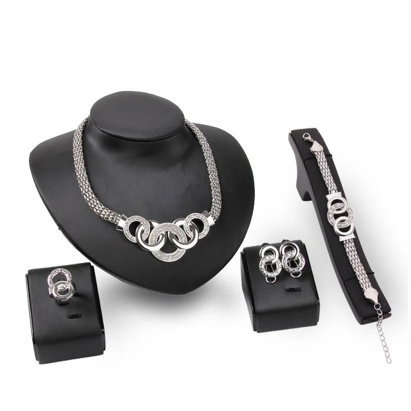 Go Party 4Pcs/Set Factory Wholesale Fashion Women Accessories Necklace Earrings Bracelet Ring Set Jewelry Sets for Ladies