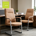 Wholesale Mid-back Fixed Armrest Frame Executive Real Leather Office Visitor Chair