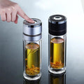 Double Walled Borosilicate Glass Travel Tumbler Water Bottle with Magnetic Tea Infuser