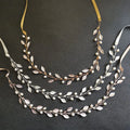 SLBRIDAL Handmade 3 Colors Alloy Leaf Freshwater Pearls Bridal Hair Accessories Wedding Headband Hair Vine Women Jewelry