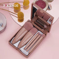 Maange Private Label 5pcs Professional Travel Mini Mirror Brush Pink Makeup Brush Set with Mirror case