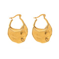 Stocks Selling Exaggerated Chunky Hoop Earring 18k Gold Plated Stainless Steel Jewelry French Fanshape Drop Earring for Women