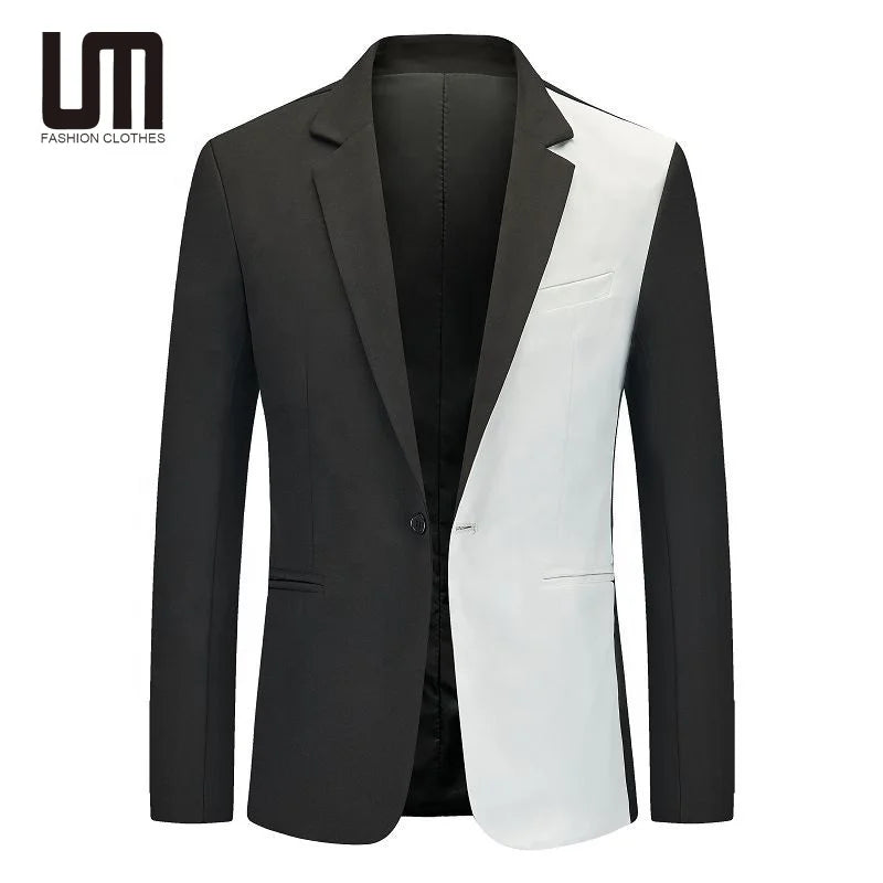 Liu Ming 2025 Autumn New Style Men's Casual Patchwork Color Blazers Single Breasted Formal Business Jacket Coat Plus Size