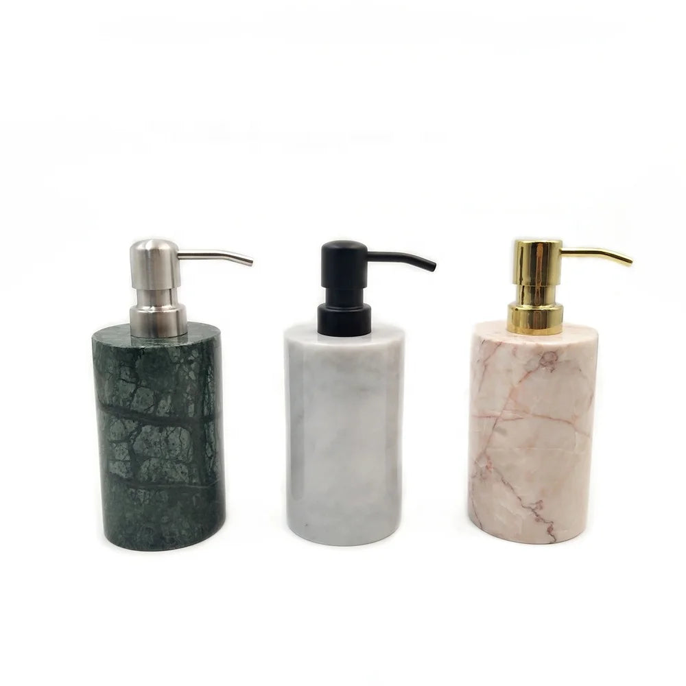Emerald Green Polished Marble Luxury Eco-Friendly Customizable Two-Piece Bathroom Soap Dispenser Kit
