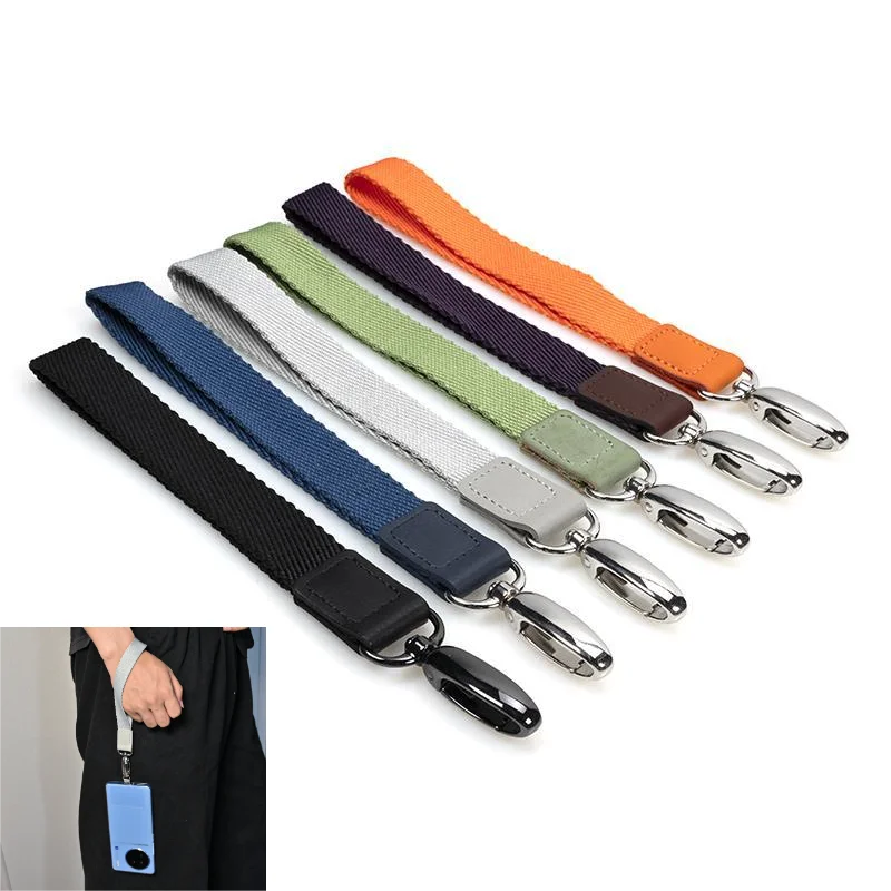 2024 Hot Custom Genuine Leather Short Wrist Lanyards Wristlet Keychain Strap for Car Keys Wallet