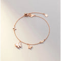 Shell Butterfly Shape Rose Gold Plated Adjustable Chain 925 Sterling Silver Charm Bracelets Fashion Jewelry for Women