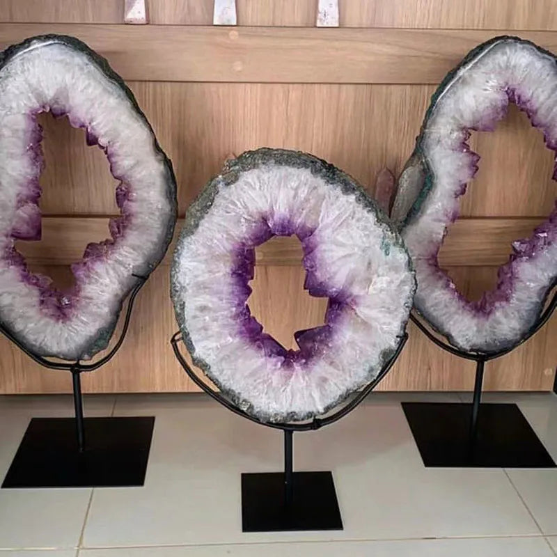 Whosale Amethyst Cluster Geode Amethyst Slices on Stands Crystal Specimen Crystal Healing Amethyst Portal
