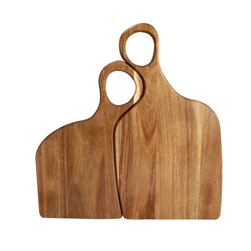 Small Kitchen Food Cutting Board Acacia Wood Fruit and Vegetable Board with Mandarin Duck Art for Children's Home Use
