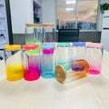 16oz DIY Blank Sublimation Can Shaped Beer Glass Cups With Colored Plastic Lids