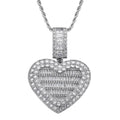 Hip Hop Micro-Encrusted Zircon Brass Rope Heart Photo Frame Pendant Private Memorial Love Flip Necklace Fashionable Party