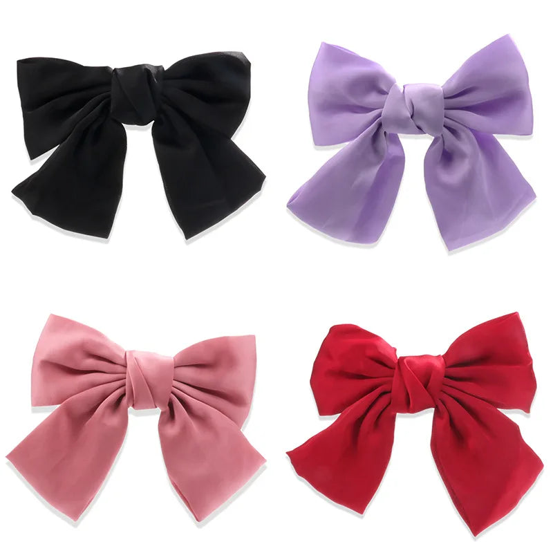 Solid Color Spring Clip Hair Bow Clip Fabric Top Clip for Girls Hair Accessories