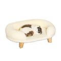 Luxury Velvet Print Pattern Cat and Dog Bed Couch Wooden Rabbit Plush Pet Sofa