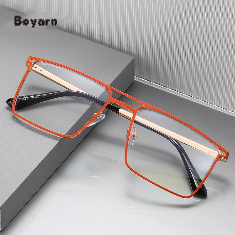 Boyarn 95887 New Classic  Mens Eyeglasses Tr90 Expansion Spring Metal Hinge Optical Glasses Blue Light Blocking Eyeglass Frames
