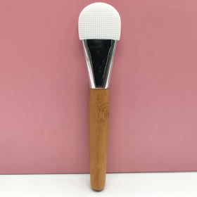Portable Duo-sided Silicone Mask Applicator Soft Face Skincare Massage Tool Vegan Bamboo Handle
