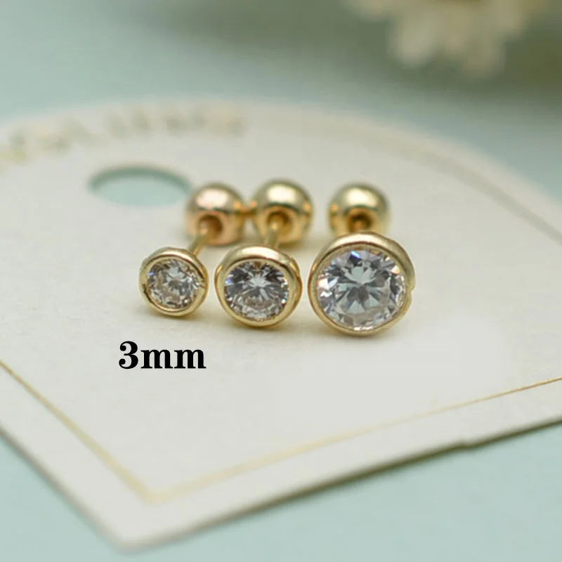 Getta 20g Solid Gold CZ Shape Earring 10K 14K Rook Conch Tragus Screw Stud Cartilage Helix Piercing Jewelry for Weddings Gifts