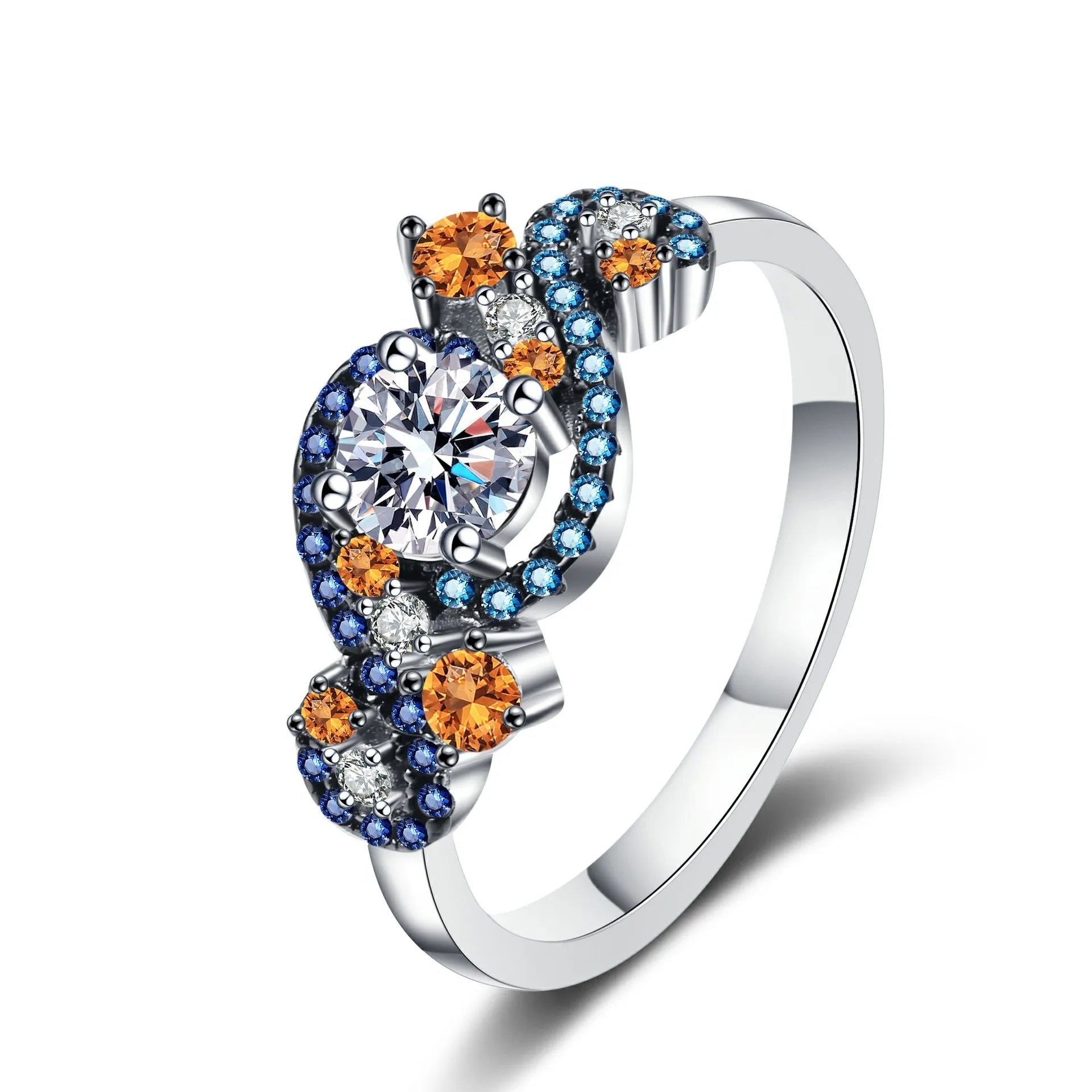 Original Jewelry Elegant Wedding Jewelry Multicolor Diamond Moissanite Rings Solid 925 Sterling Silver for Women Luxury Gift