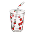Strawberry Glass Straw Resistant High Temperature Cover Cup