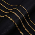 Wholesale 2mm 3mm 4mm 5mm Stainless Steel Plated 18k Gold Rope Chain Necklace Twisted Rope Gold Chain