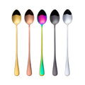 Stylish Colorful Stainless Steel Long Handle Tea Coffee Ice Cream Spoon Mirror Polished for Party Occasions