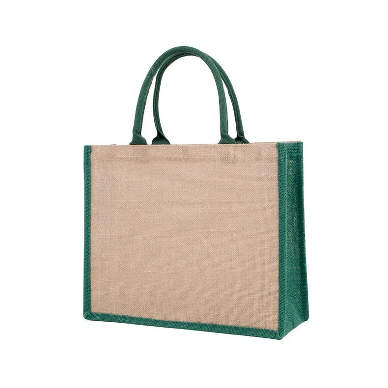 OEM Eco-Friendly Strong Cotton Jute Burlap Tote Bags In-Stock Custom Pattern Jute Shopping Tote with Blank Canvas
