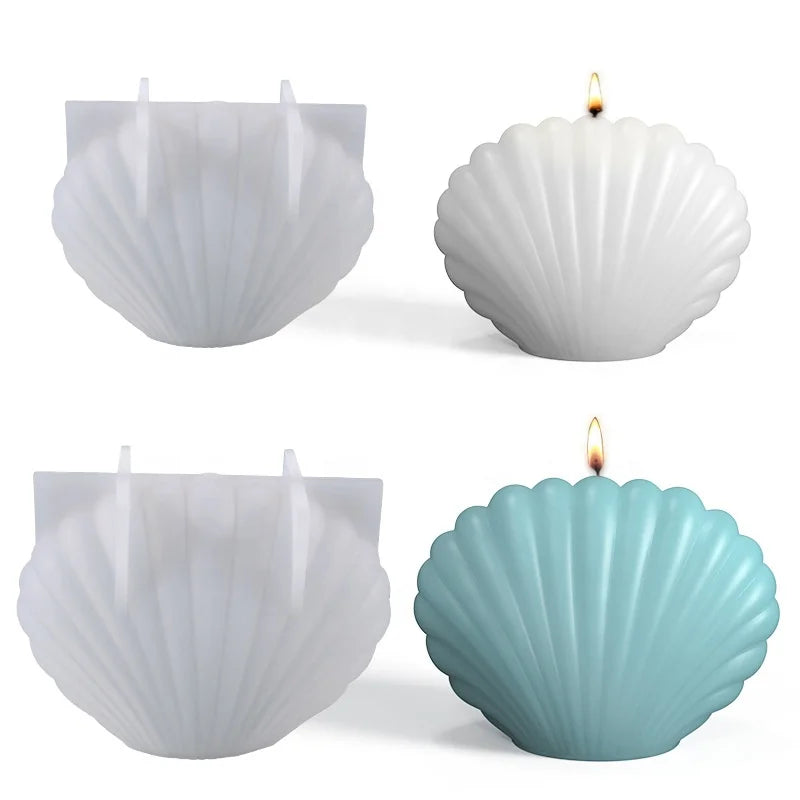 2 Sizes Shell Candle Mold 3D Seashell Silicone Mold for Soap Resin