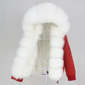 OFTBUY 2023 Bomber Waterproof Parka Winter Jacket Women Real Fox Fur Coat Natural Fox Raccoon Fur Collar Hood Removable
