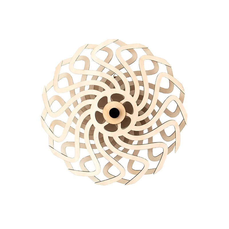 Kinetic Energy Sculpture Wall Art Ornament Wooden Wind Rotating Windmill Decorative Geometric Pattern Hanging Wind Spinner