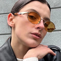New Brand Designer Retro Metal Oval Punk Shades Small Round Sunglasses Women 2025
