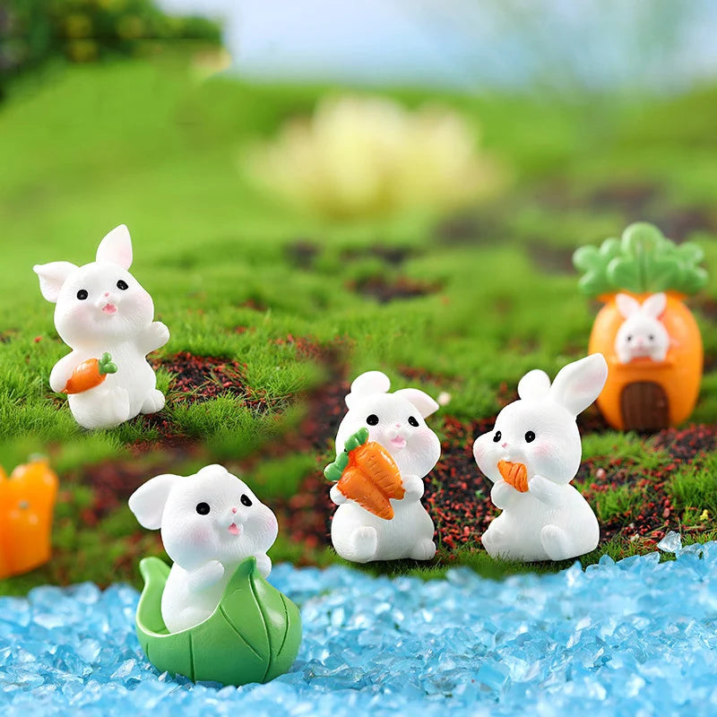New Mini Easter Rabbit Miniature 3D Resin Craft Animal Decorative Garden Gnome OrnamentDIY Supply Toy Accessory Landscape Props