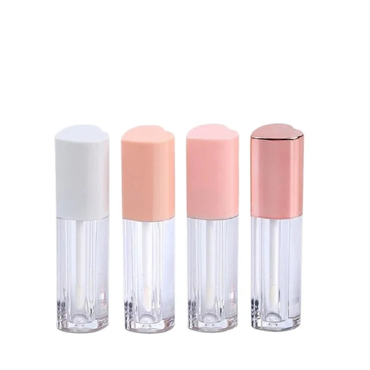 New Style 4ML Empty Lip Gloss Tube Container Heart Shape White Pink Unique Liquid Lipstick Packaging Lipgloss Wand Tubes