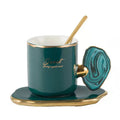 New Design 160ml Luxury Minimalist Coffee Cup with Handle Tea Cups and Saucer Set Back to School Office Afternoon Ceramic