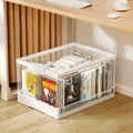 Modern Design Student Book Foldable Storage Box Transparent PP Plastic Container with Wheels Portable Desk Organizer Storage Bin