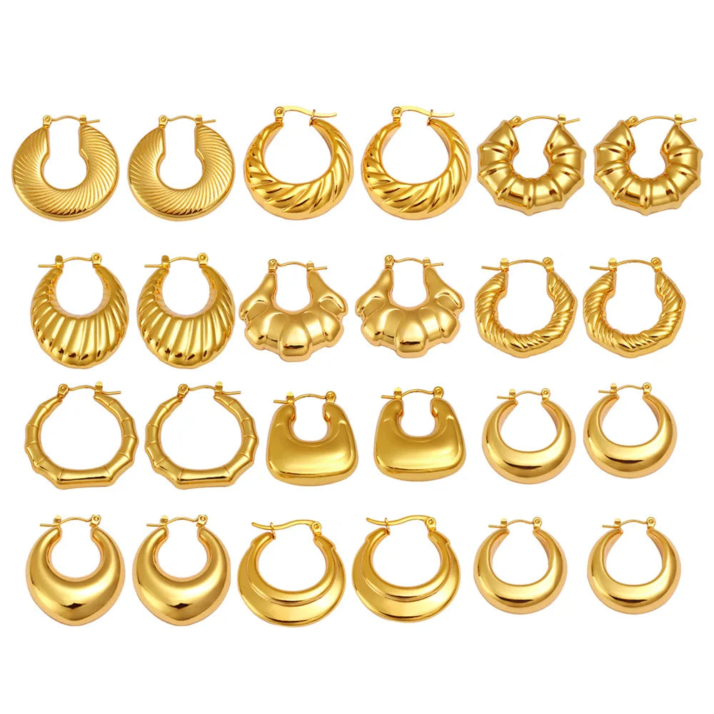 Hongtong A1-156 Hot Sale Stainless Steel 18K Gold Plated Geometric Water Drop Huggie Earrings Minimalist Classic Style for Gift