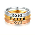 Fashion Jewelry Rings 3mm Custom Stainless Steel Hope Love Faith Letter Rings for Girls