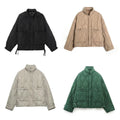 Quilted Puffer Jacket Women Lightweight Short Zip up Padded Coat with Pockets