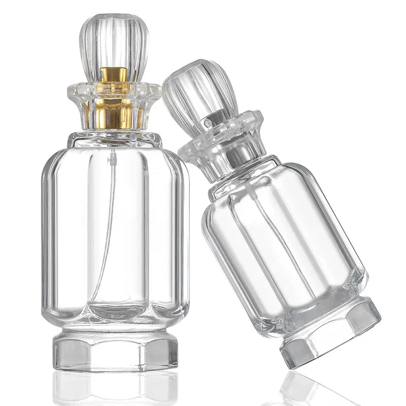 Luxury Empty Glass Perfume Refillable Bottles 10ml/50ml Square Pagoda Style Pump Spray Cosmetic Screw Cap Packaging