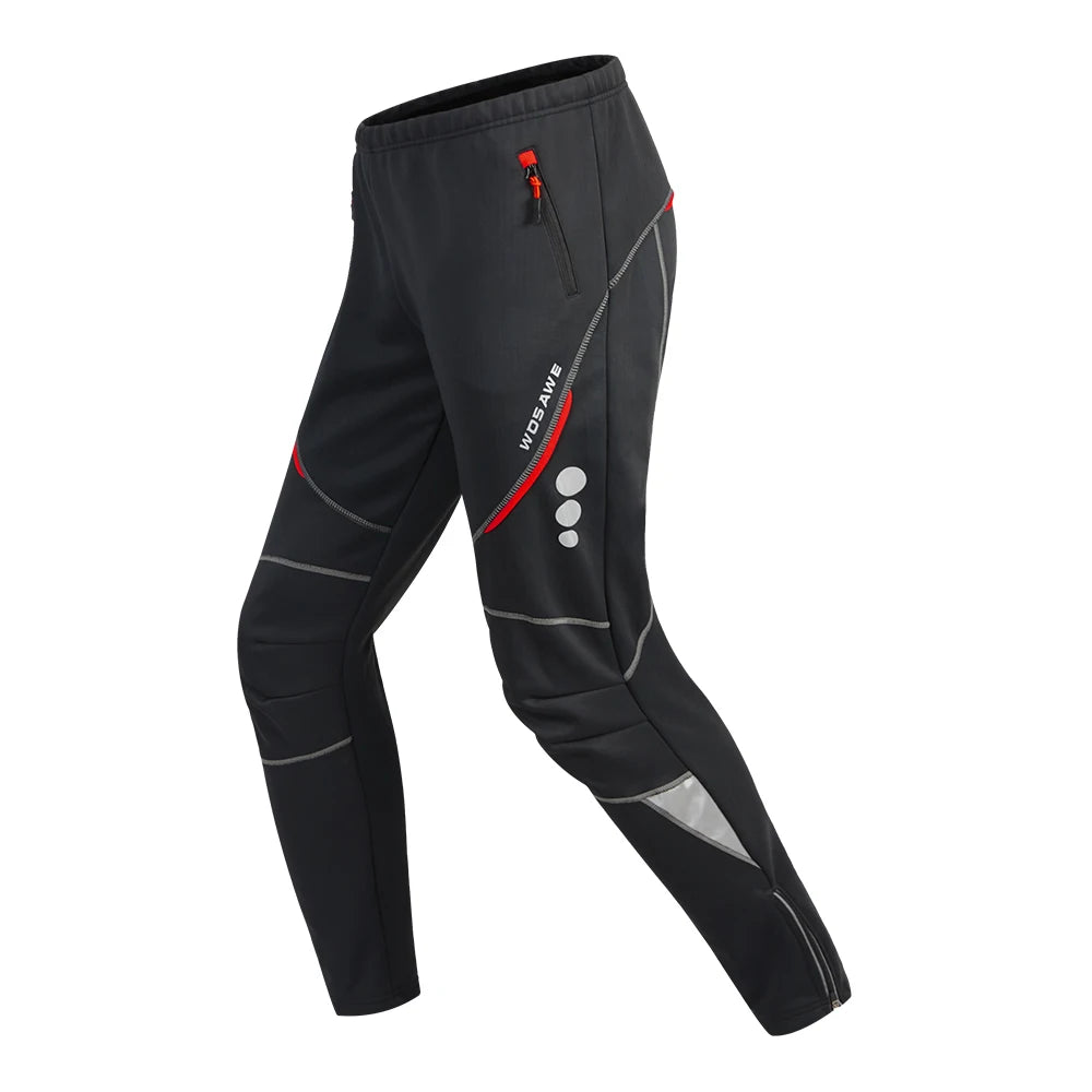 WOSAWE Winter Men's Fleece Thickened Warm and Windproof Mountain Bike Riding Pants Motocross Warm Pants Outdoor Sports Trousers