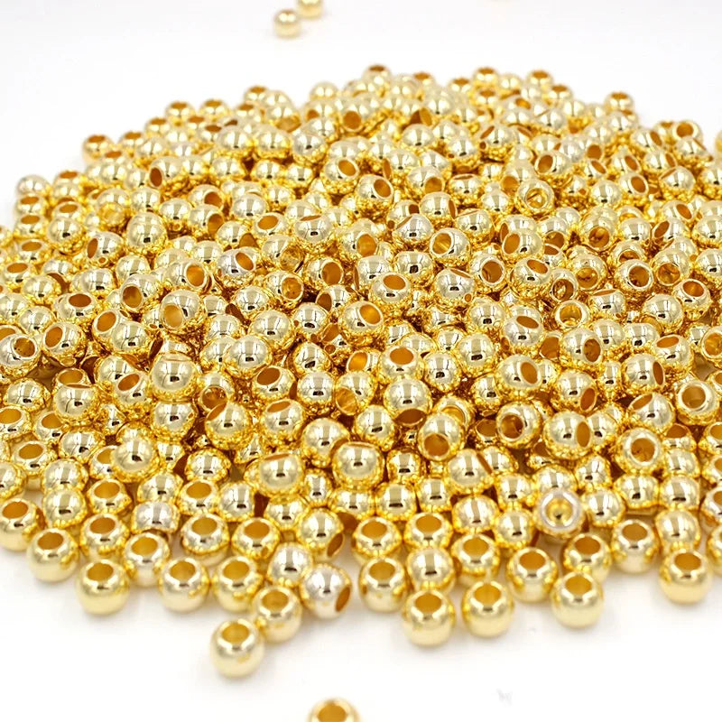 Gold /silver Color Plastic Large Hole Round Beads 250G/bag for DIY Jewelry Making Accessories Loose Beads