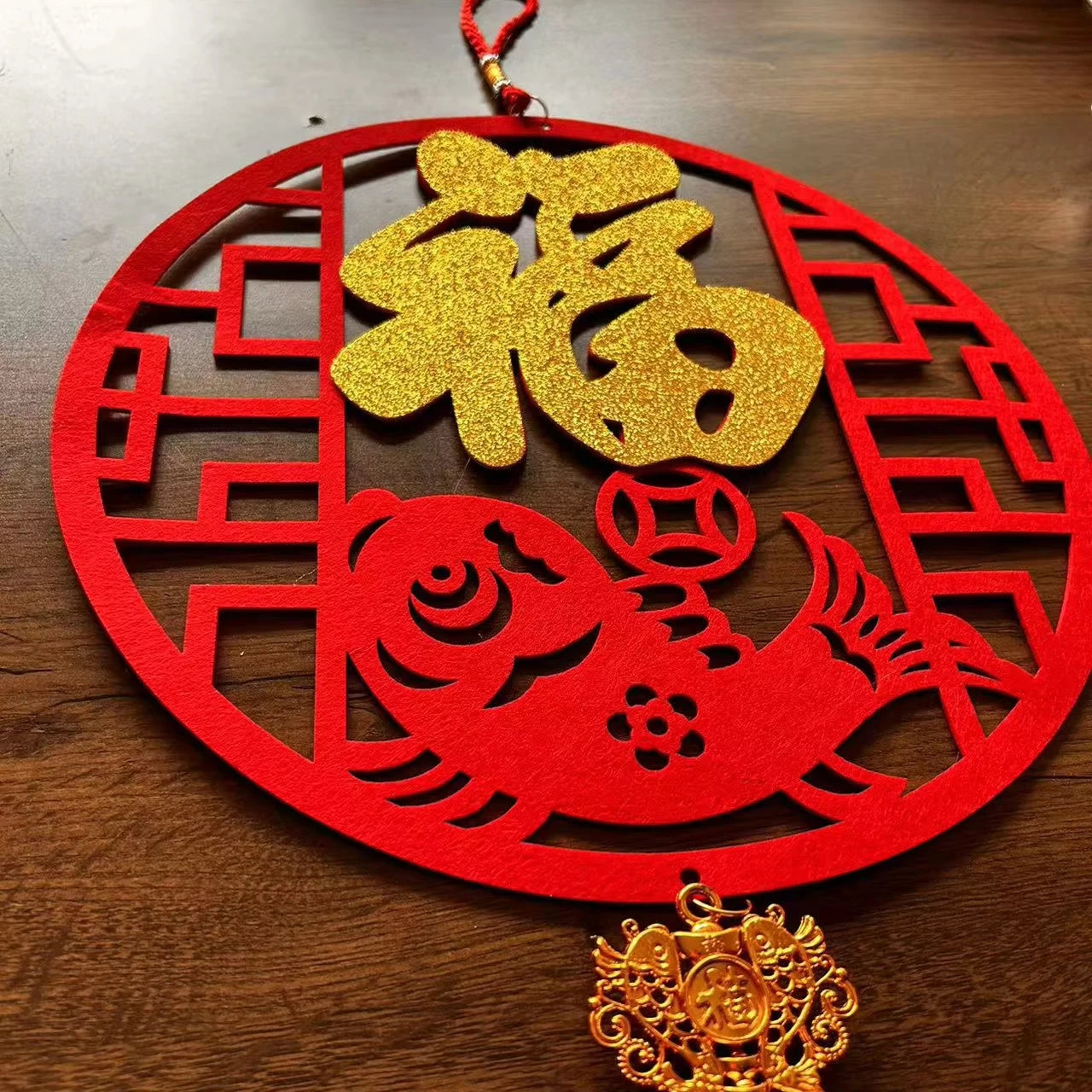 Eco-Friendly Soft Wool Felt Fabric Ornaments Fashionable Chinese New Year 'Fu' Lucky Symbol for Party Room Decorations