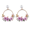2024 New Fashion Metal Earring Studs Creative Circle Temperament Earrings Drop Euro-american Popular Simple Flower Earrings