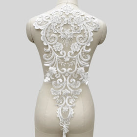 Affinity White Beaded Sequin Embroidery Lace Patch for Wedding Evening Dress