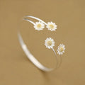 Personality New Art 925 Sterling Silver Jewelry 4 Daisy Gold High-quality Popular Open Bracelet