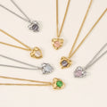 Ins Style Hot Selling 18k Gold Plated Necklace Vintage Cat Eye Stone Heart Pendant Necklace Stainless Steel Chain Women Necklace