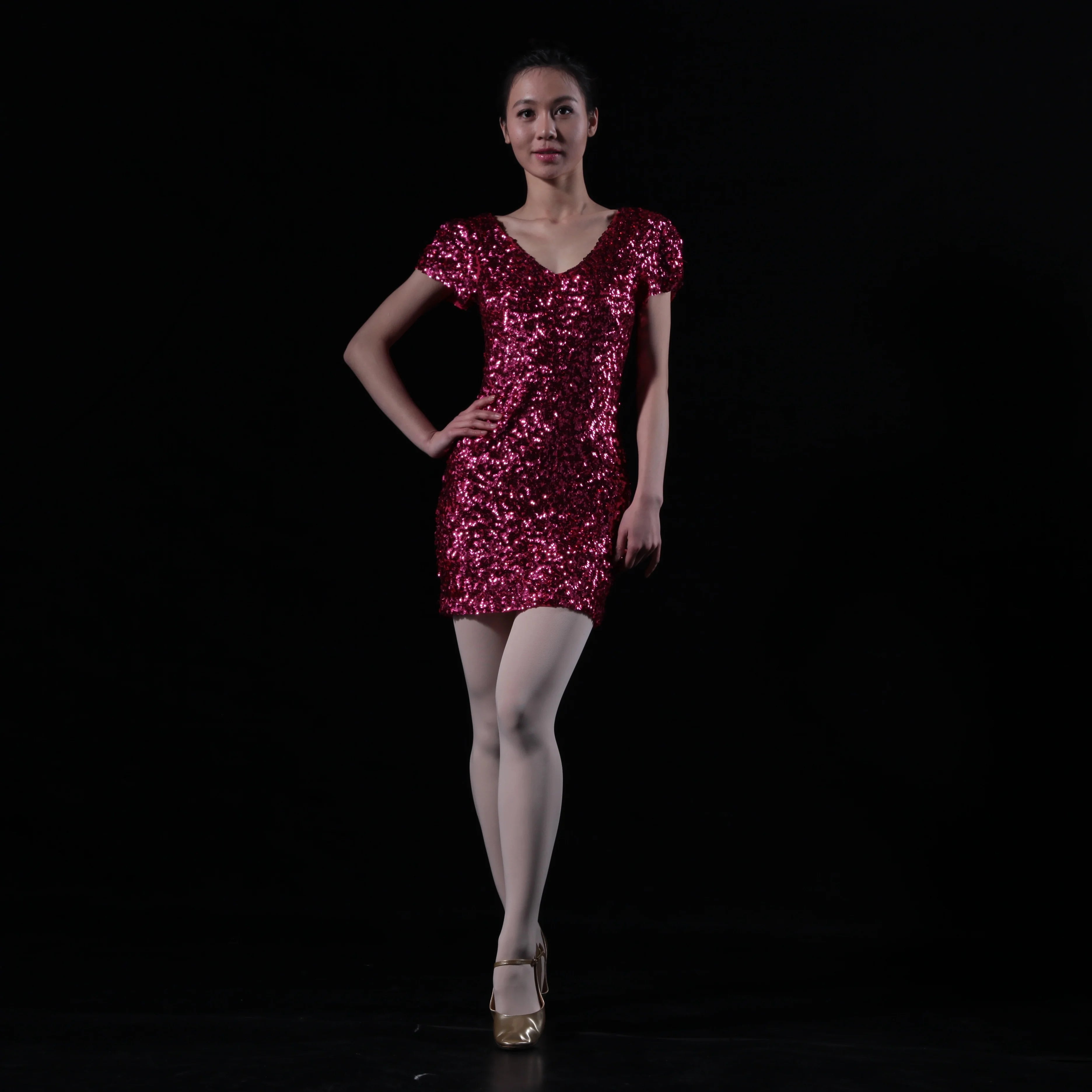 Baiwu ODM/OEM Sequin Performance Dance Dresses Stage & Dance Wear 17AX1003