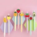 Office School Gifts Cute Cartoon Kawaii  Fruit Clip Retractable Gel Ink Ball Pen for Girl