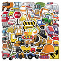 50Pcs Cartoon Engineering Vehicle Graffiti Stickers for Children Car Toy School Home Wall Kids Learning Sticker Label