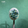 Silver 925 Original 15 Carat Brilliant Cut Genuine Diamond Test Past Blue Green Moissanite Wedding Ring for Women Fine Jewelry