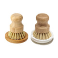 Natural Bamboo Wood and Ceramic Soap Holder for Pot Cleaning Brush Kitchen Cleaning Brush With Dispenser
