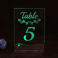 5X7 Inches LED clear Acrylic Wedding Table Numbers clear Acrylic with Calligraphy Wording with Stand Holder