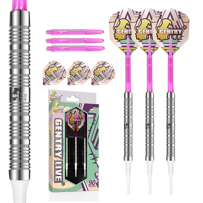 Gentry Live 2BA 90% Tungsten Carbide Steel Darts with 3-Piece Accessories and Dart Box 18g/20g Weight for Game/Tournament Use MegaBDM